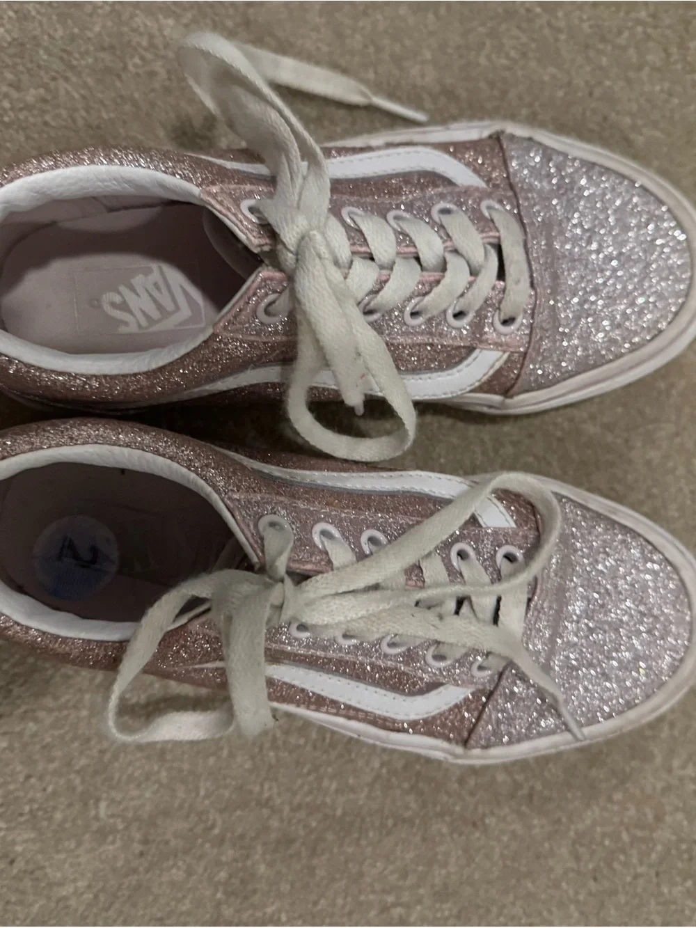Vans Kids Glitter Low-Top Sneakers - Rose Pink with White Stripe